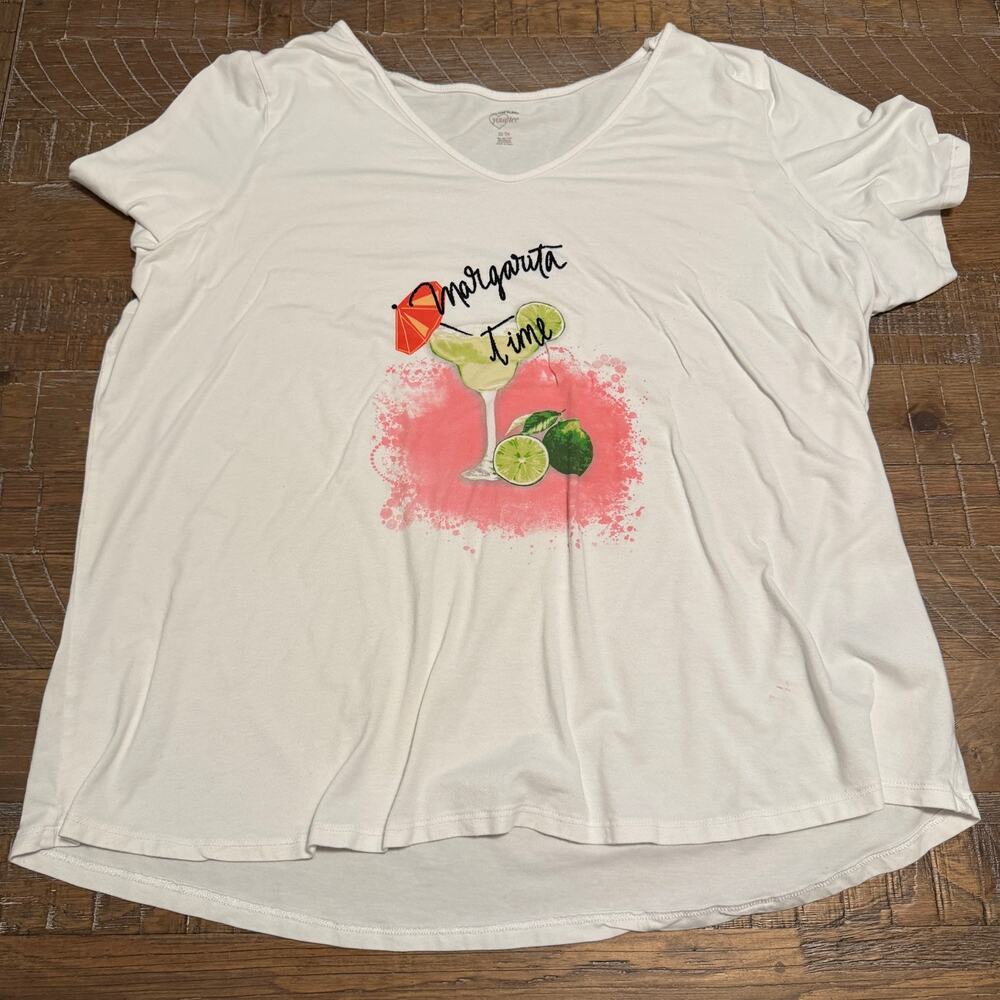 Margaritas Time Avenue Your Tee 22 / 24 Short Sleeve V-Neck Has Stain